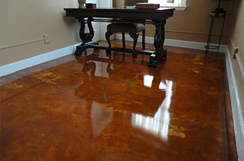 In-Slab floor heating cable embedded in decorative concrete.