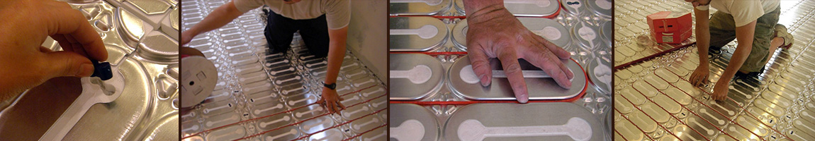Installing heat cable in HeatShield floor heating insulation panels.